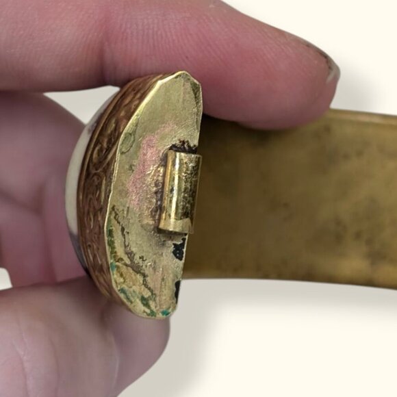 V. Purple Brass & Bone Locking Hinge Bracelet - Picture 5 of 8